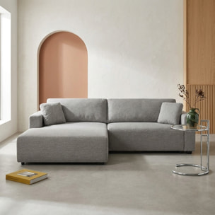 Canapé d'angle gauche convertible 3 places tissu avec coffre WIDE
