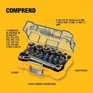 Coffret de 24 pièces avec douilles et embouts 25 mm - DEWALT - DT71516-QZ