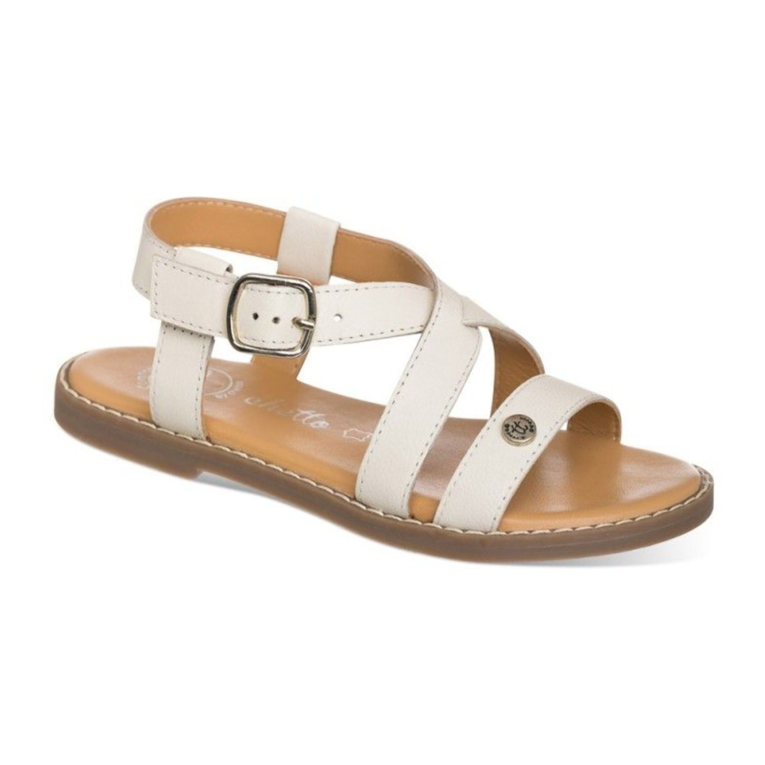 Sandalia básica color blanca confeccionada en piel de primera calidad