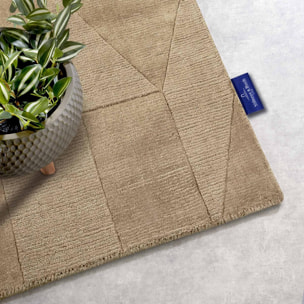 Tapis salon géométrique, relief tissé à la main, design authentique