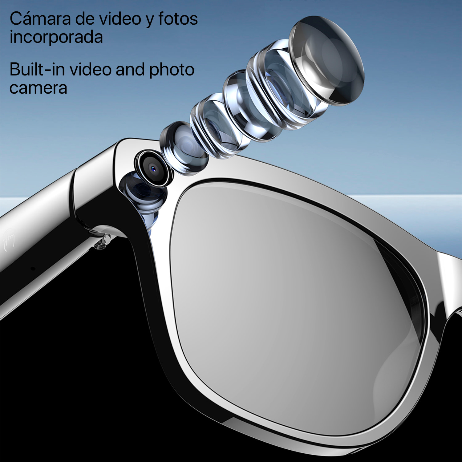 Occhiali intelligenti XK OEN, fotocamera integrata, controllo musicale, intelligenza artificiale, traduzione di lingue in tempo reale.