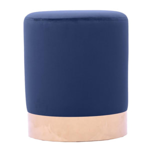 Pouf tondo di design rivestito in velluto blu