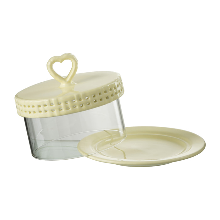 J-Line plat à tarte sous verre - céramique - jaune - small