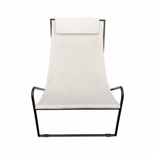 Lot de 2 fauteuil relax Mencora structure en métal. assise en toile avec repose-tête