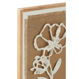 J-Line Decoration Murale Fleurs Poli Bois De Sapin/Mdf Naturel/Blanc Assortiment De 2