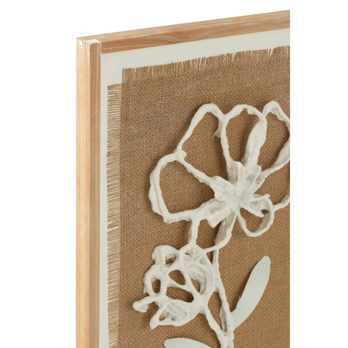 J-Line Decoration Murale Fleurs Poli Bois De Sapin/Mdf Naturel/Blanc Assortiment De 2