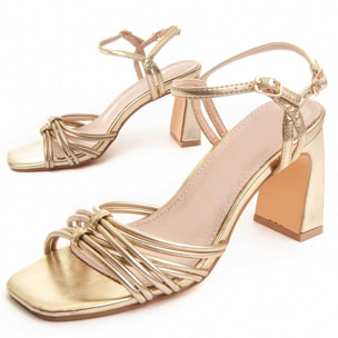 Sandalias de Tacón - Dorado - Altura: 8 cm