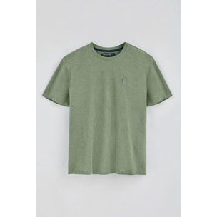 Maglietta verde giada in cotone flammé con ricamo Rigby Go