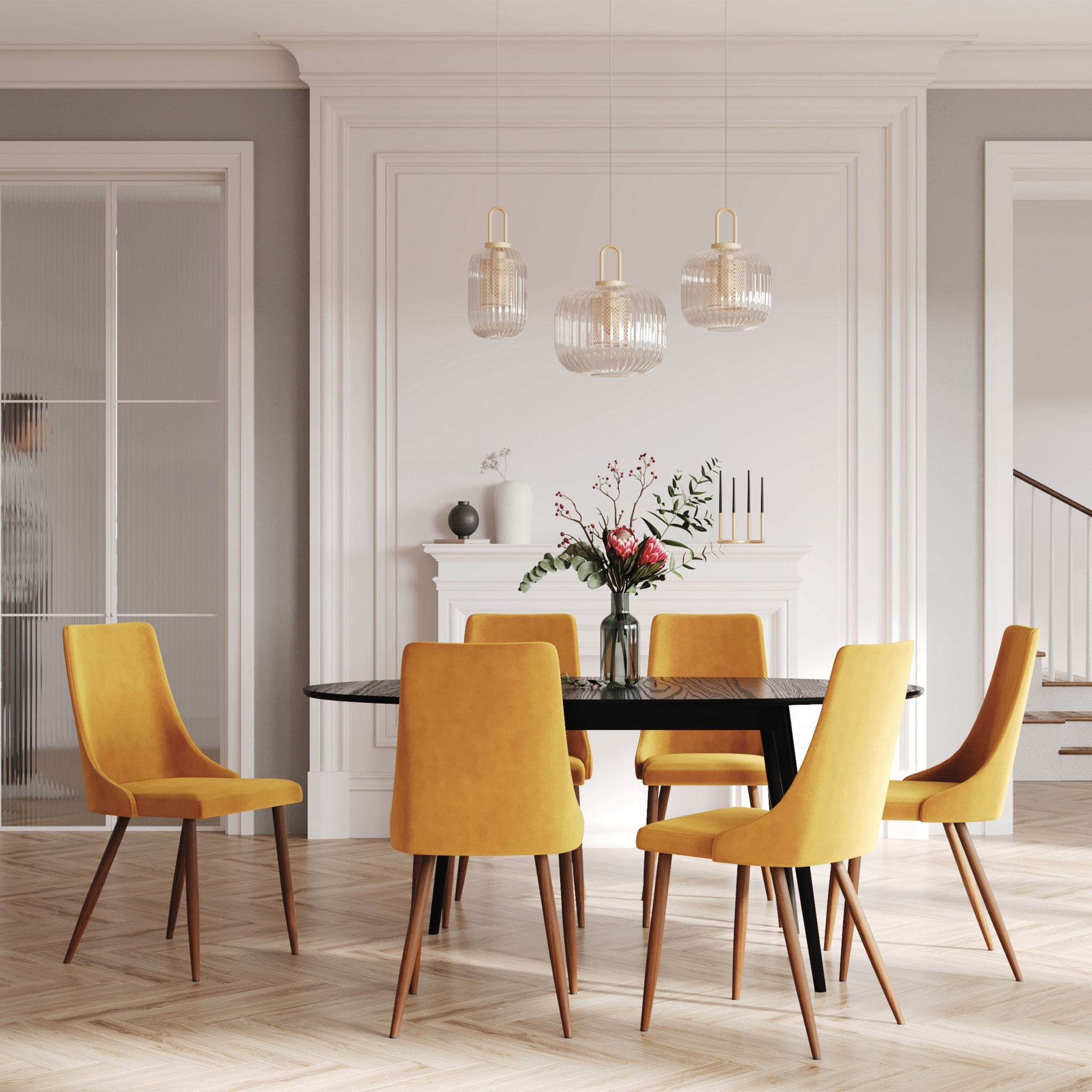 Table ovale 6/8 personnes extensible en bois noir 170/200 cm - Eddy