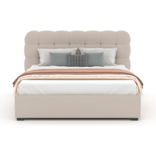 JUNEAU Lit nuage avec coffre de rangement 140x190cm en velours beige