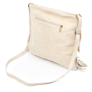 Avise borsa a tracolla con frange da donna. Vera pelle scamosciata.