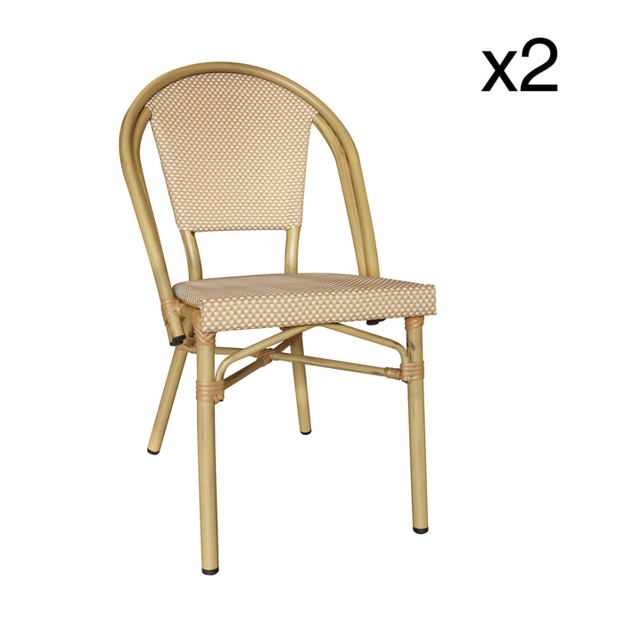 Lot de 2 chaises d'extérieur beige avec structure aluminium AMALFI