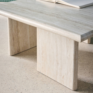 Table basse carré effet travertin 80 x 80cm