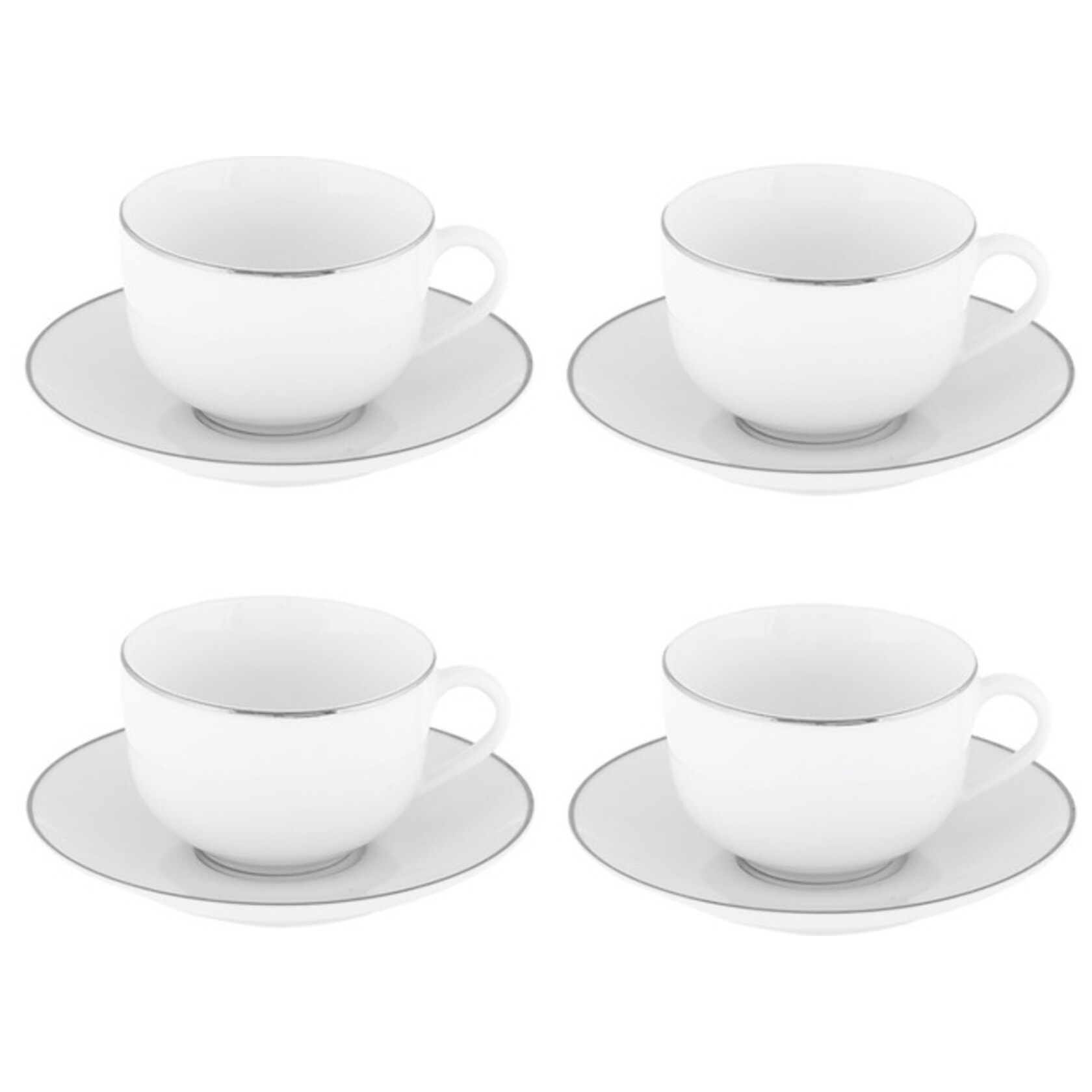 Set tè Platinum Chic da 4 pezzi in porcellana