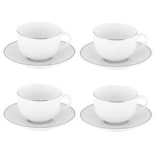 Set tè Platinum Chic da 4 pezzi in porcellana