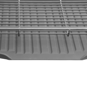 Égouttoir métal 2 niveaux avec plateau gris