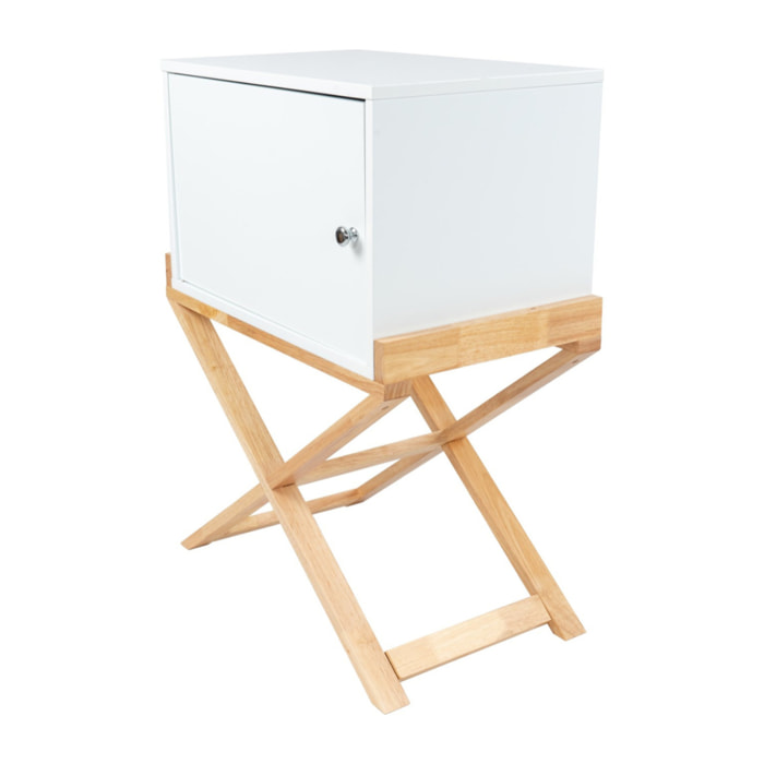 Mobiletto Valerie in Legno e MDF Bianco e Naturale