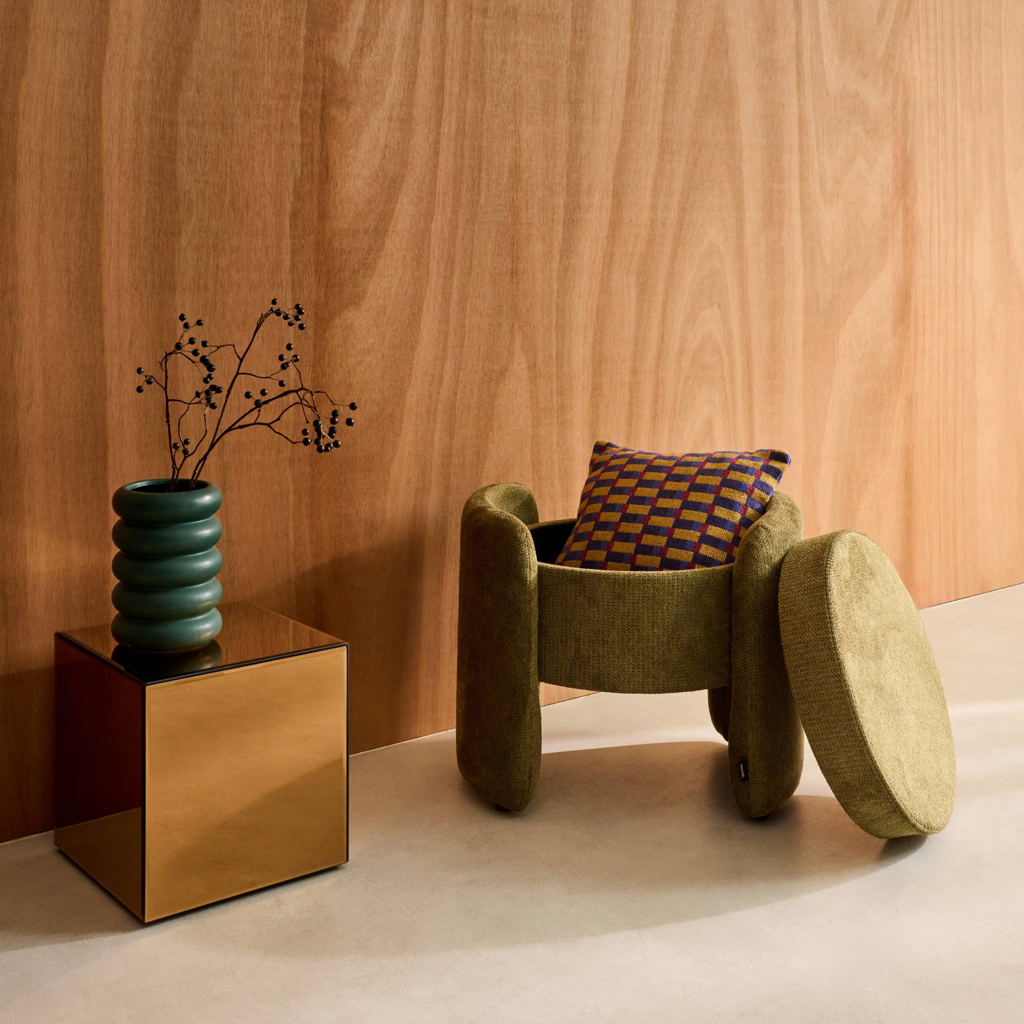 Tabouret coffre contemporain tissu KALO