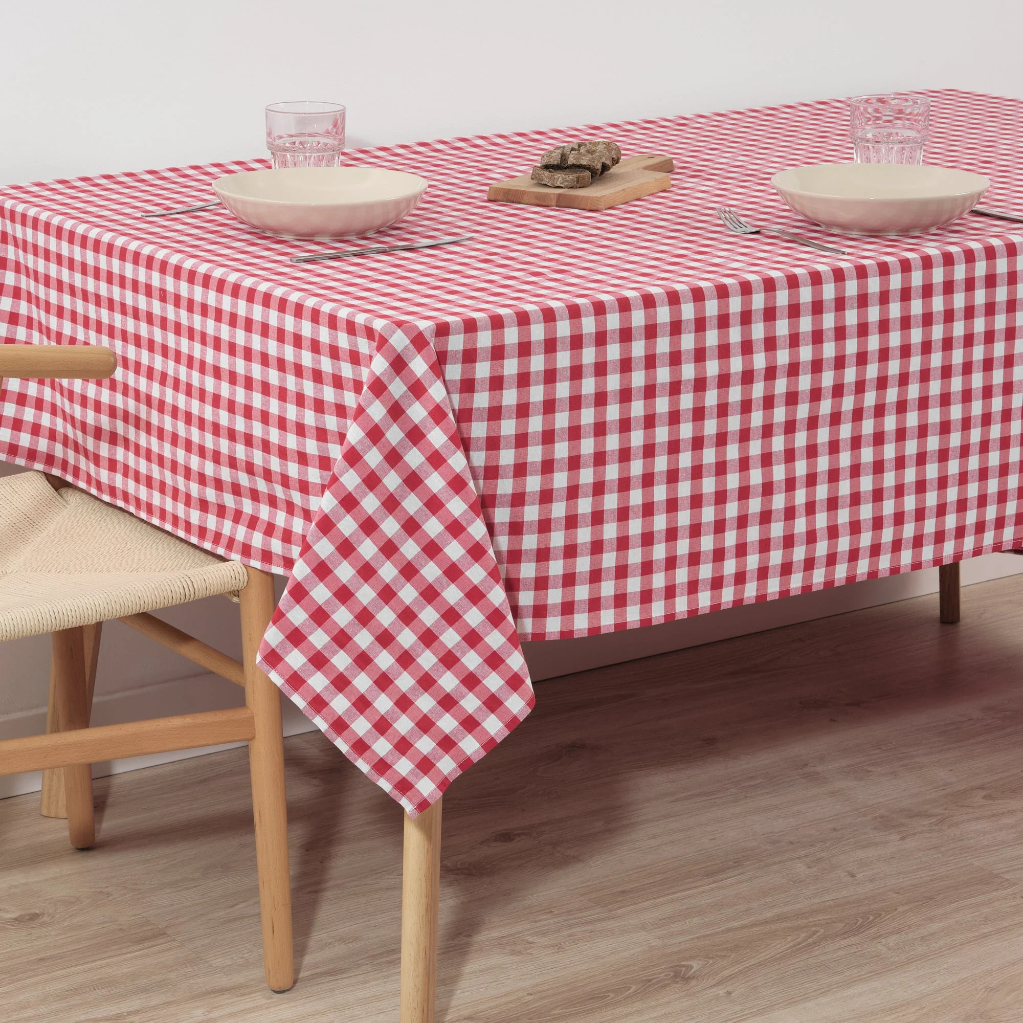 Nappe en tissu 100% coton Vichy Rouge
