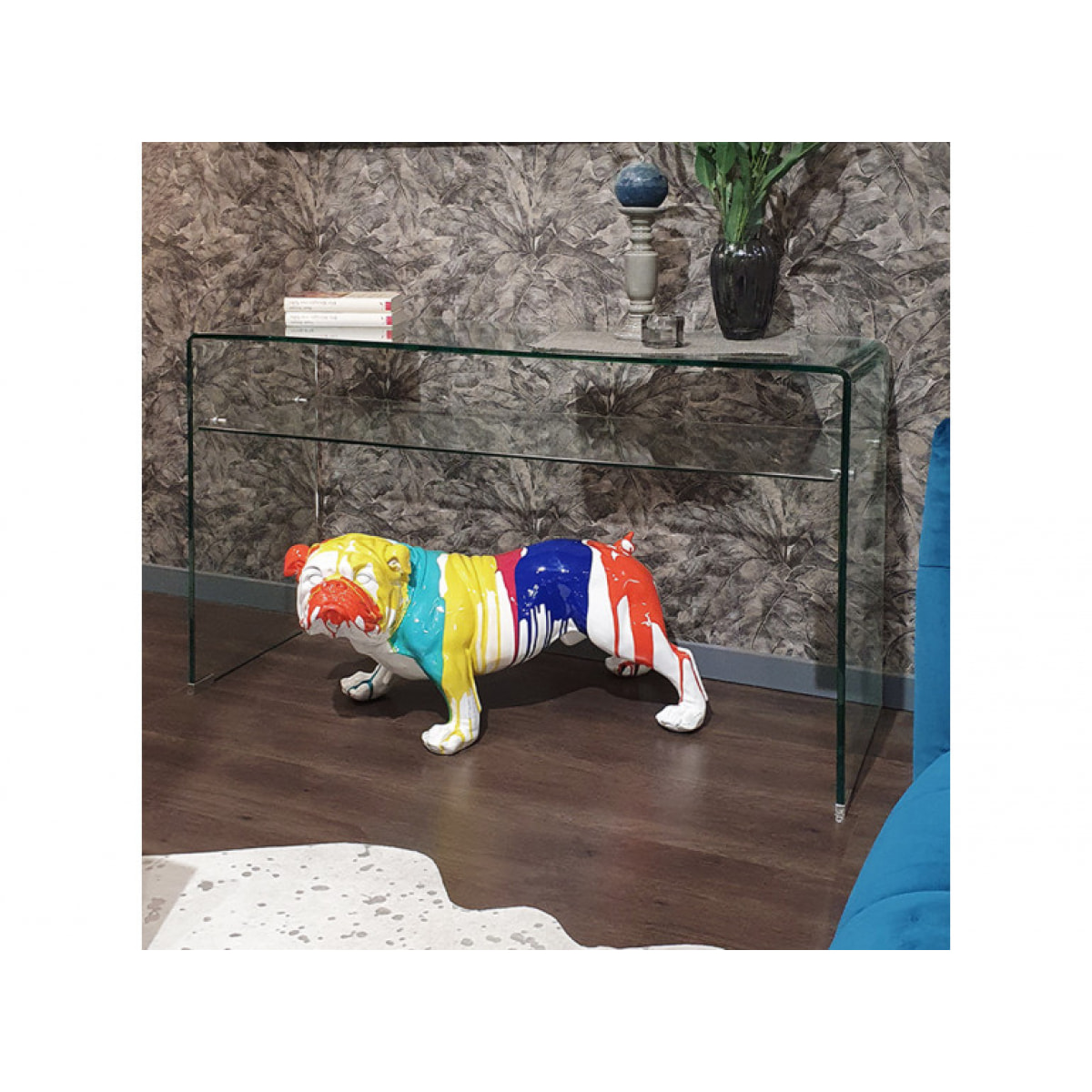Console en verre 125 cm avec tablette - BENT