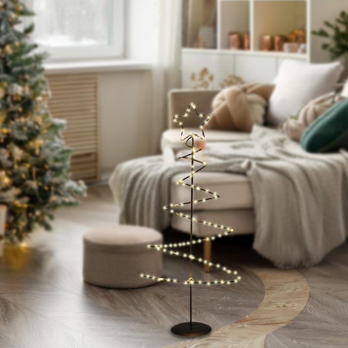 árbol navideño decorativo de metal negro con estrella con 46 luces led y temporizador 24x10x53cm