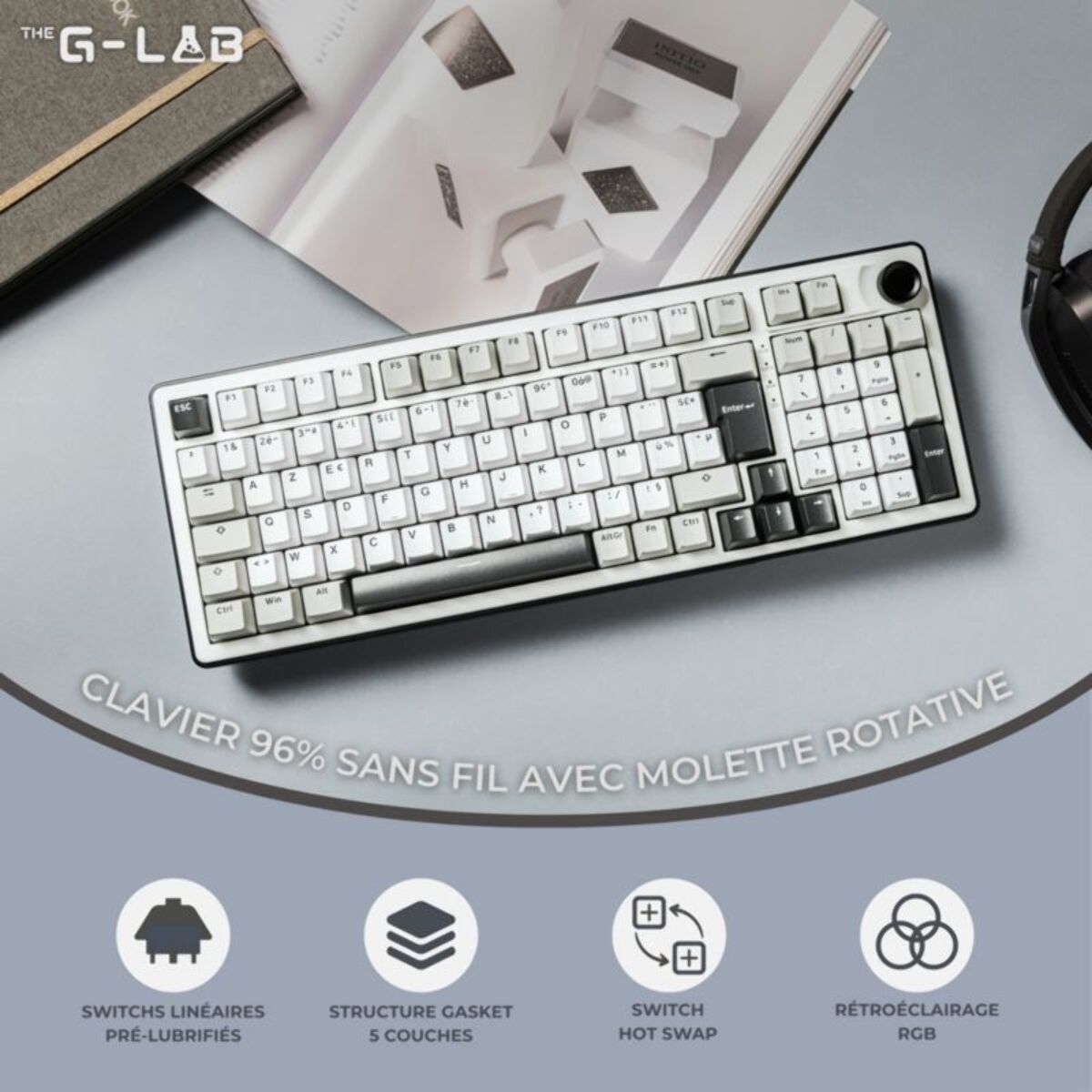 Clavier gamer sans fil THE G-LAB KEYZ ELITE 400 WG