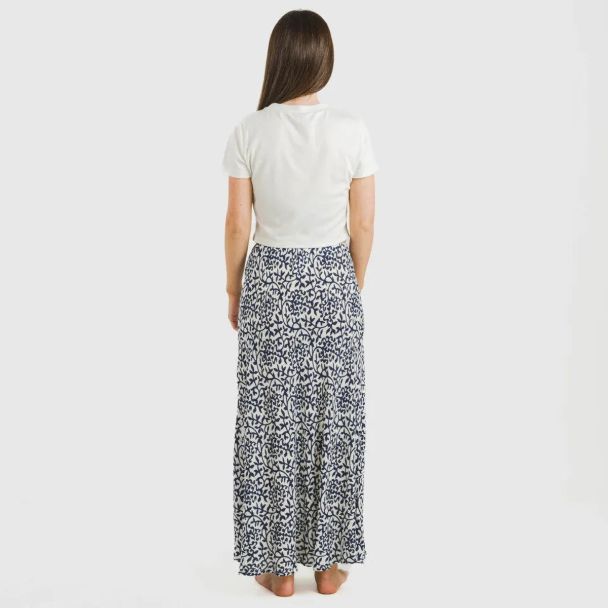 Falda midi viscosa bambula Aladero Azul