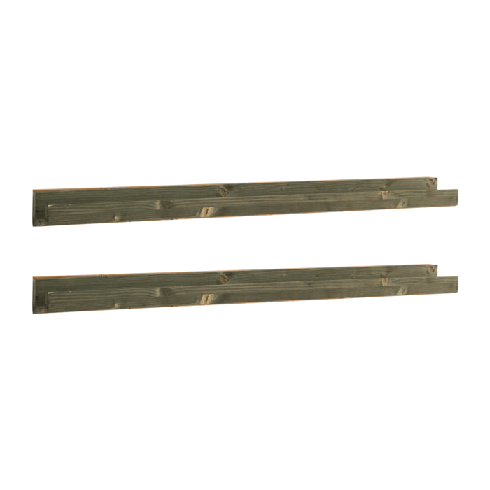 Pack 2 estantes de madera maciza flotante tono verde varias medidas