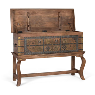 Consola de Madera de Mango 116 Cm Estilo Artesanal Clásico