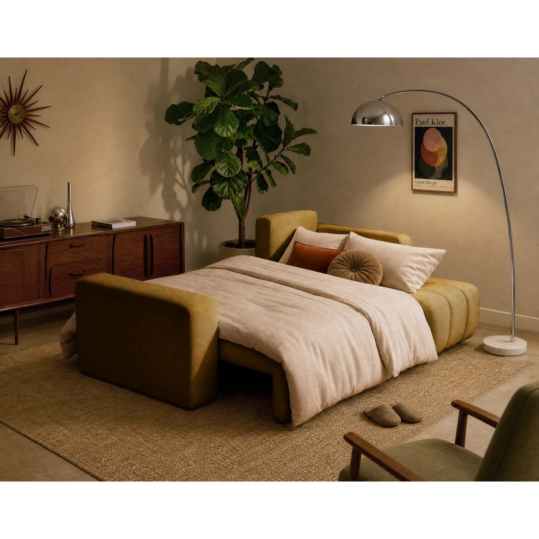 Nicole - canapé d'angle réversible 4 places convertible avec coffre en tissu - Jaune