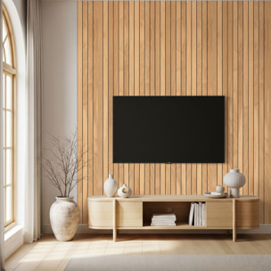 Rouleau revêtement adhésif vinyle au mètre - Sticker mural panneau de bois - CLAIR ET NOIR