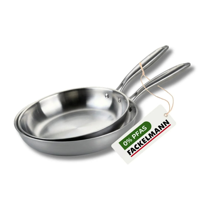 2 poêles inox 18/10 Triply Fackelmann Vita3