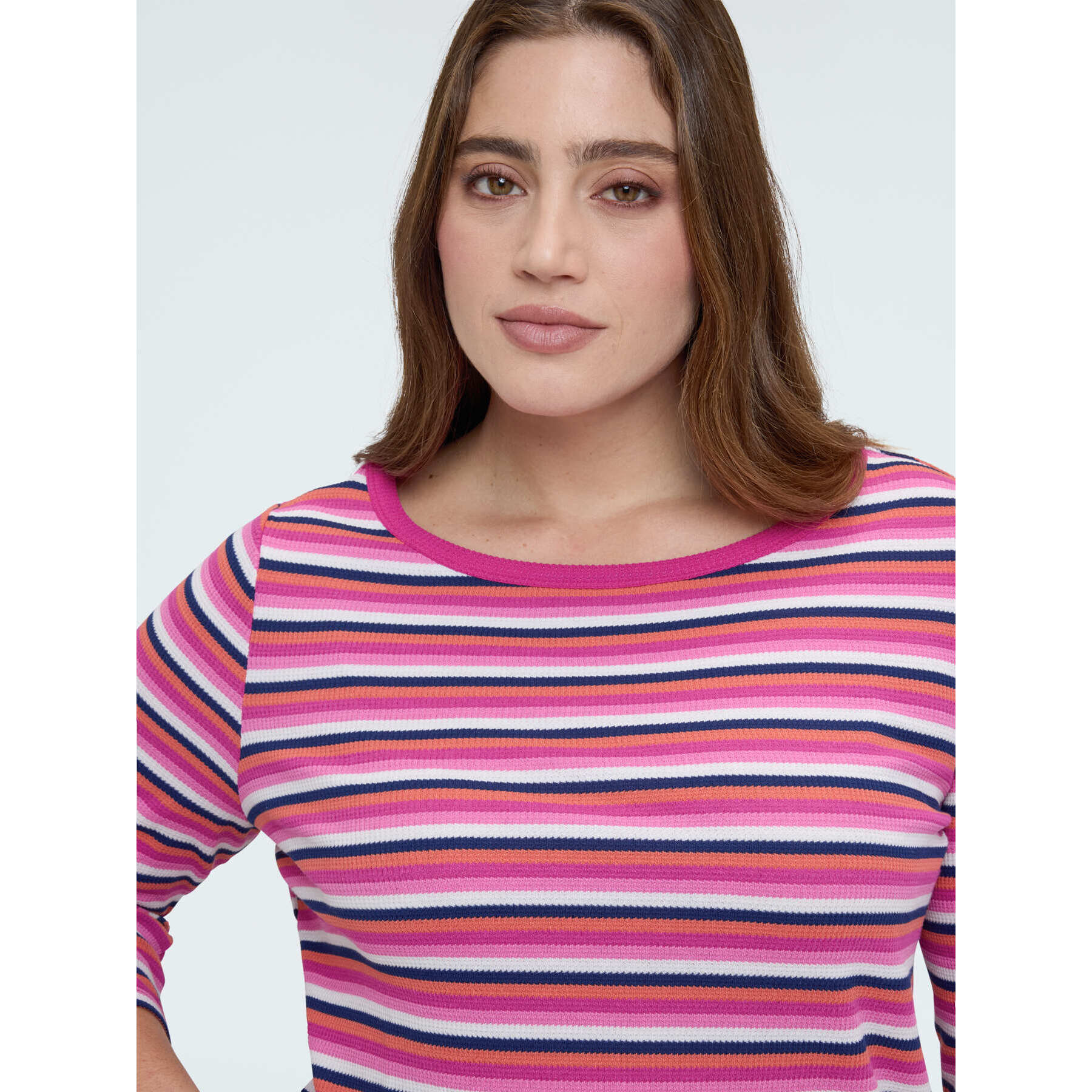 Fiorella Rubino - Camiseta de punto de rayas multicolor - Fuchsia