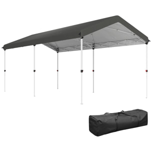 Carpa Plegable 6x3 m Cenador de Jardín con Altura Ajustable en 3 Niveles Protección UV50+ Impermeable y Bolsa de Transporte Gazebo para Exterior Fiestas Camping Gris Oscuro