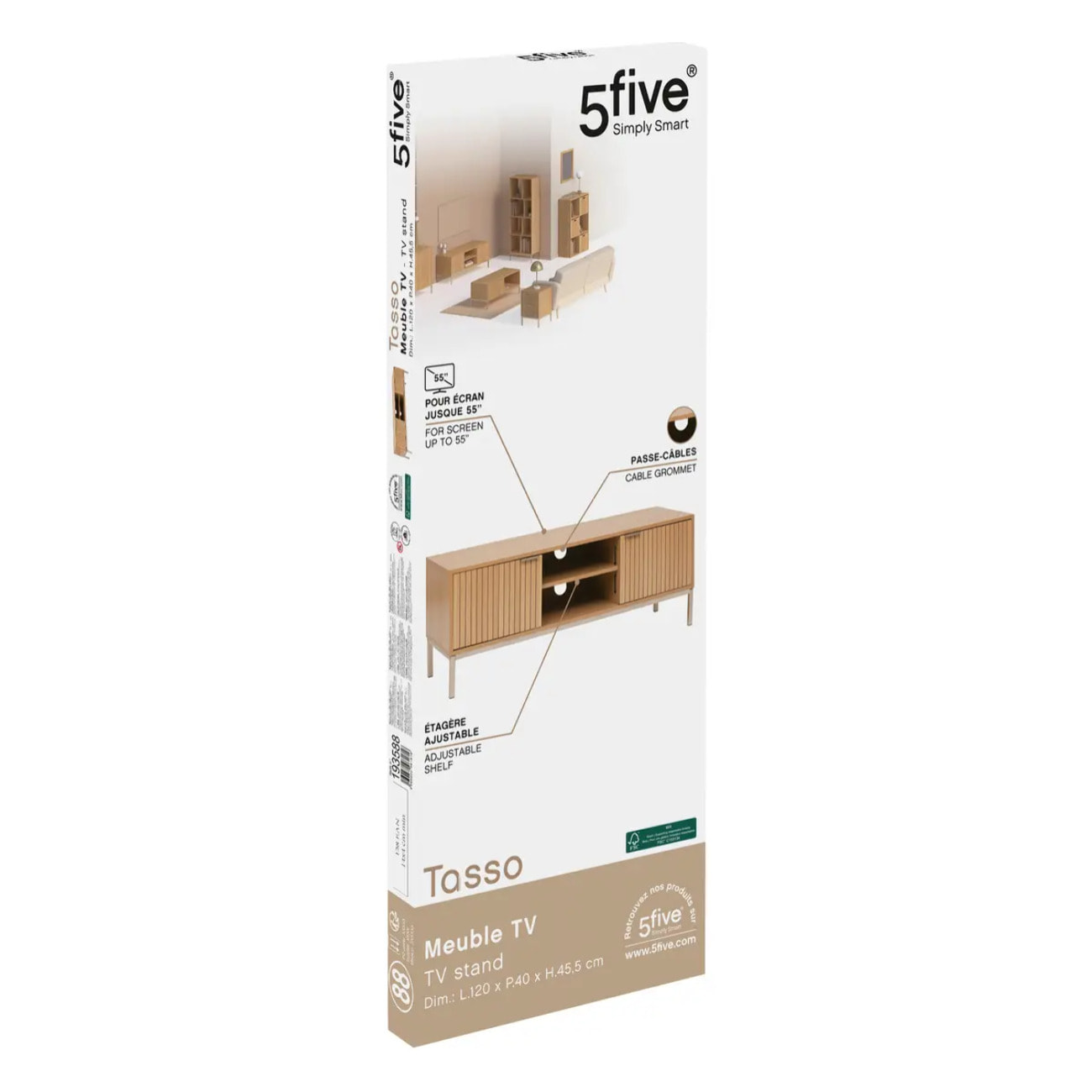Meuble TV "Tasso" L120cm effet bois naturel