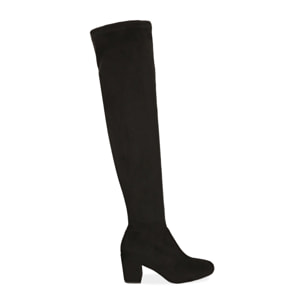 Botas altas negras de microfibra, tacón 7,5 cm