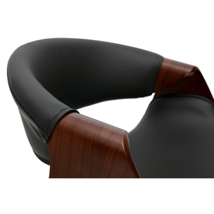 Tabouret de bar design noir et bois foncé 65 cm pivotant 360° ARAMIS