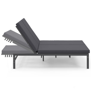 Bain de soleil double 182cm avec coussin gris
