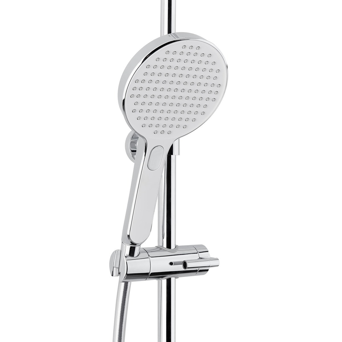 Set de douche, douchette 3 jets, barre avec curseur, tête de douche XXL 254 mm intégrée, Chrome SATPIPET