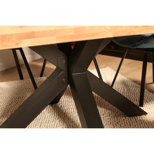 Table à manger carrée chêne pied croisé métal 150cm VOLGA