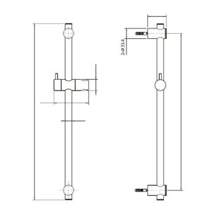 Aurum barre de douche 58 cm, métal brossé (SATBAURSSTBGM)