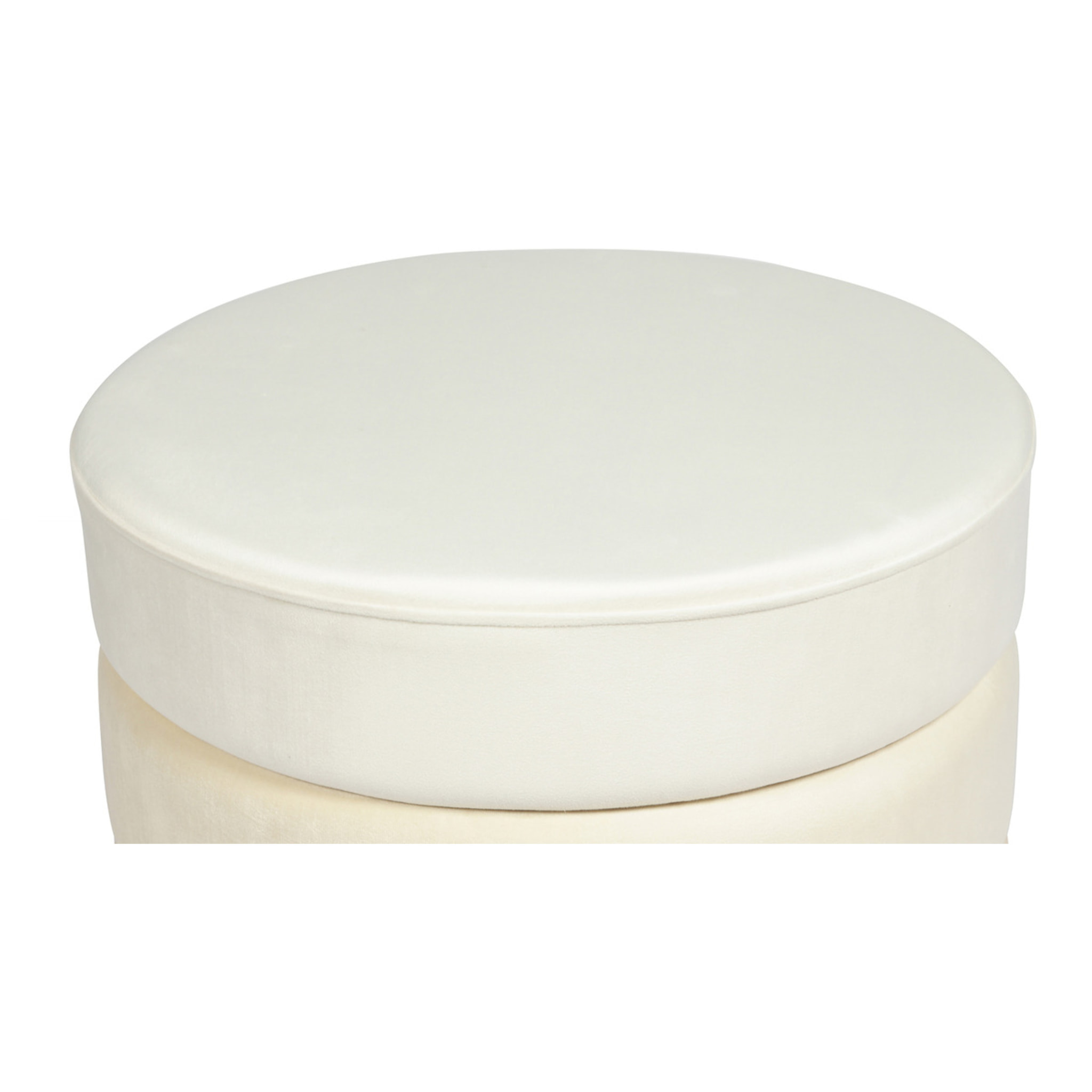 Pouf Elyse in velluto color crema con base in acciaio