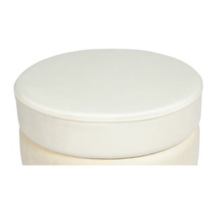 Pouf Elyse in velluto color crema con base in acciaio