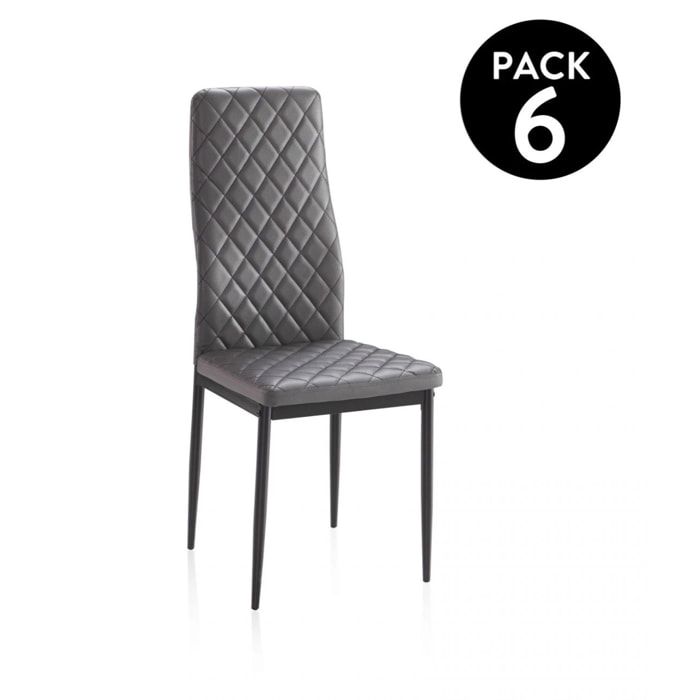 Pack 6 sillas de comedor Lacey Tejido Gris