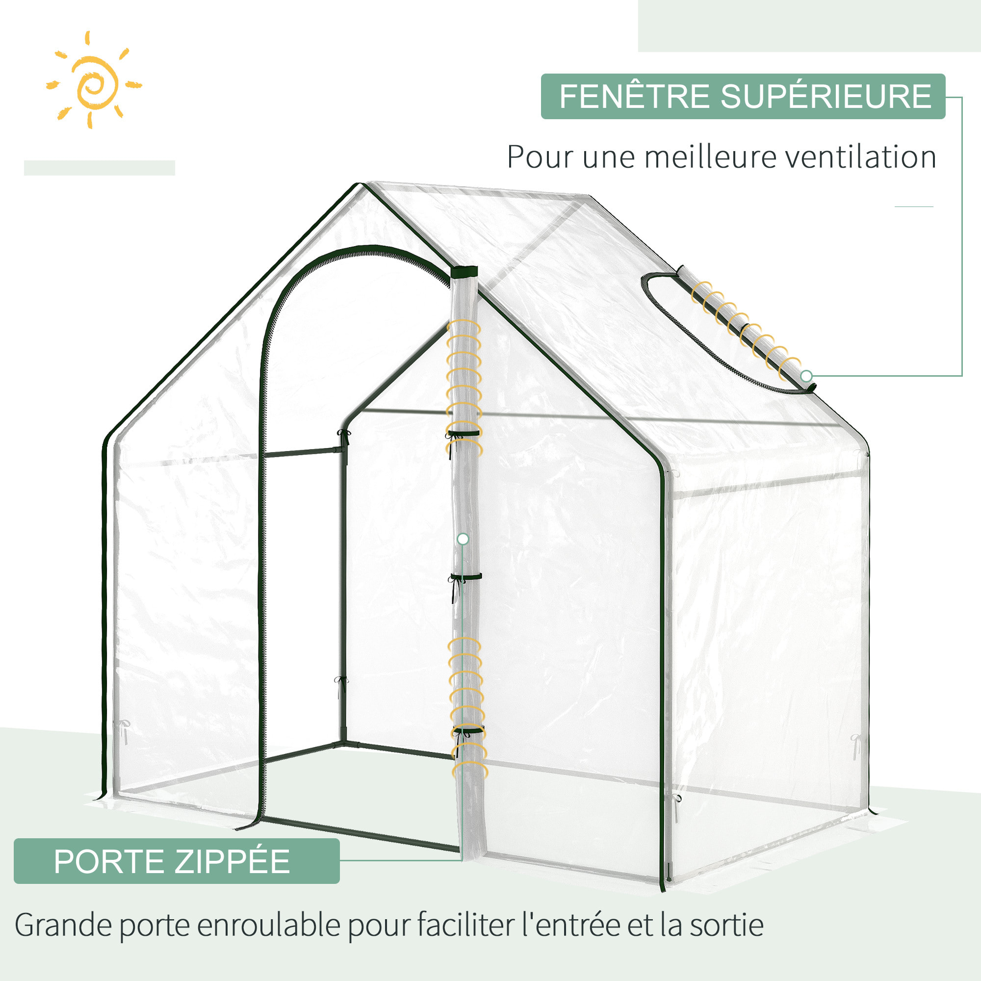 Serre de jardin balcon terrasse serre pour tomates 1,8L x 1l x 1,68H m acier PE imperméable transparent