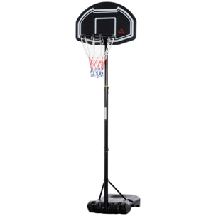 Panier de basketball sur pied hauteur réglable H.197-254 cm lestage roulettes noir blanc