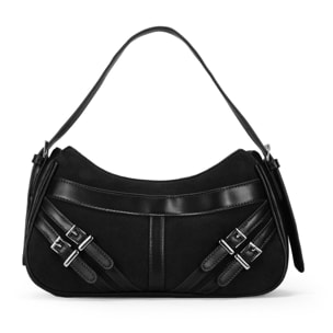 Bolso de hombro negro con hebillas