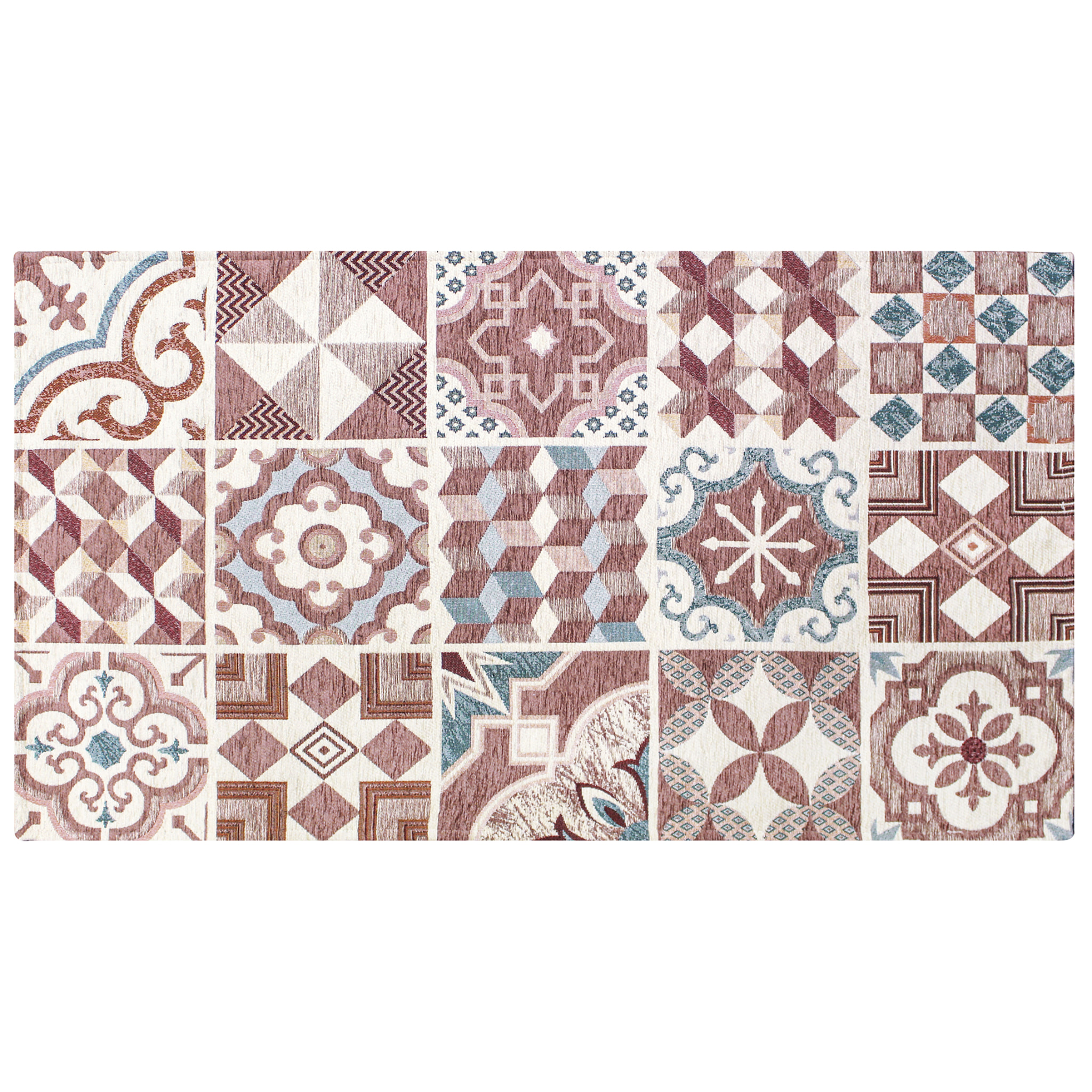 TAPPETO ARREDO DIS. MAIOLICHE PRUGNA 65X300 CM CON ANTISCIVOLO