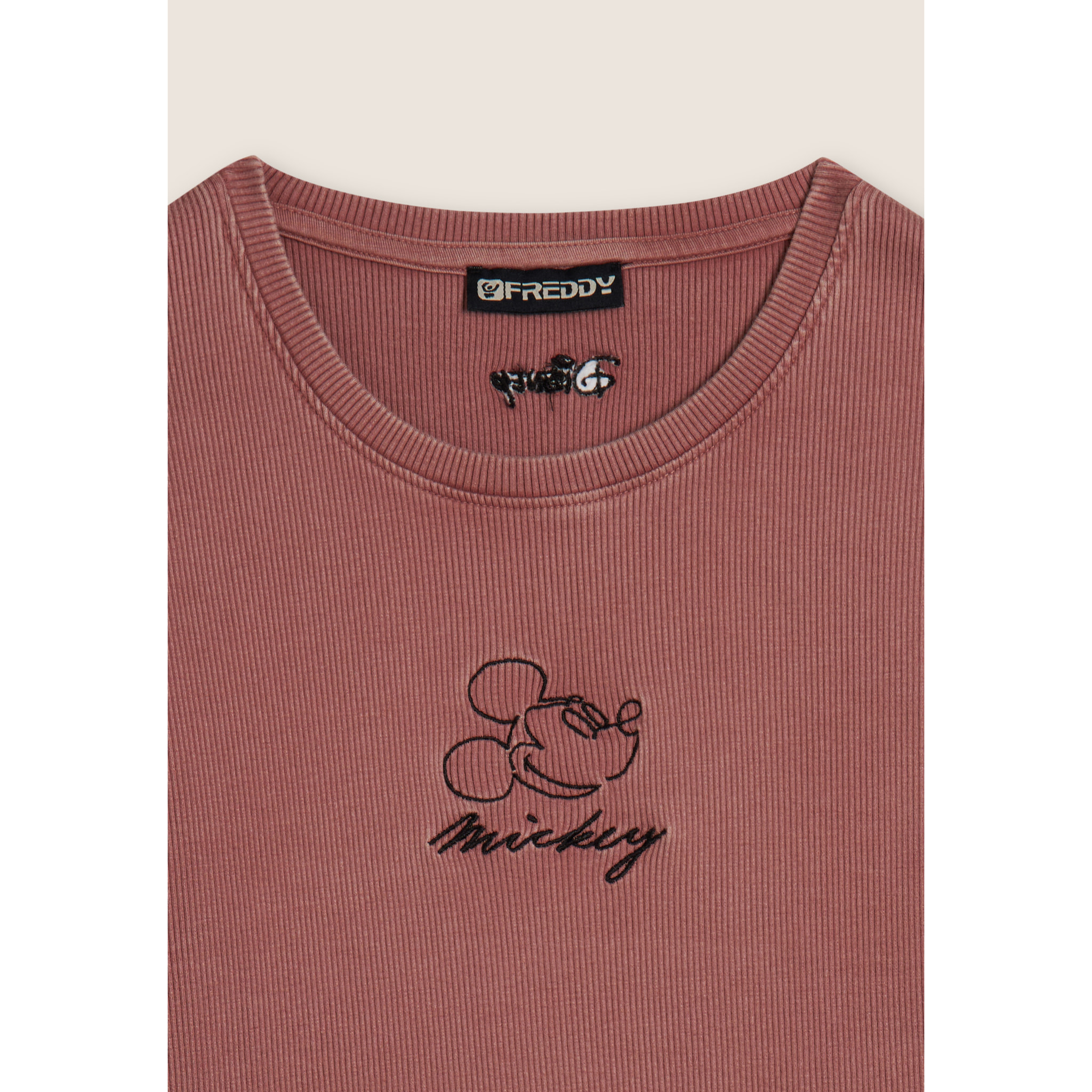 T-shirt cropped da donna a manica lunga con ricami Disney