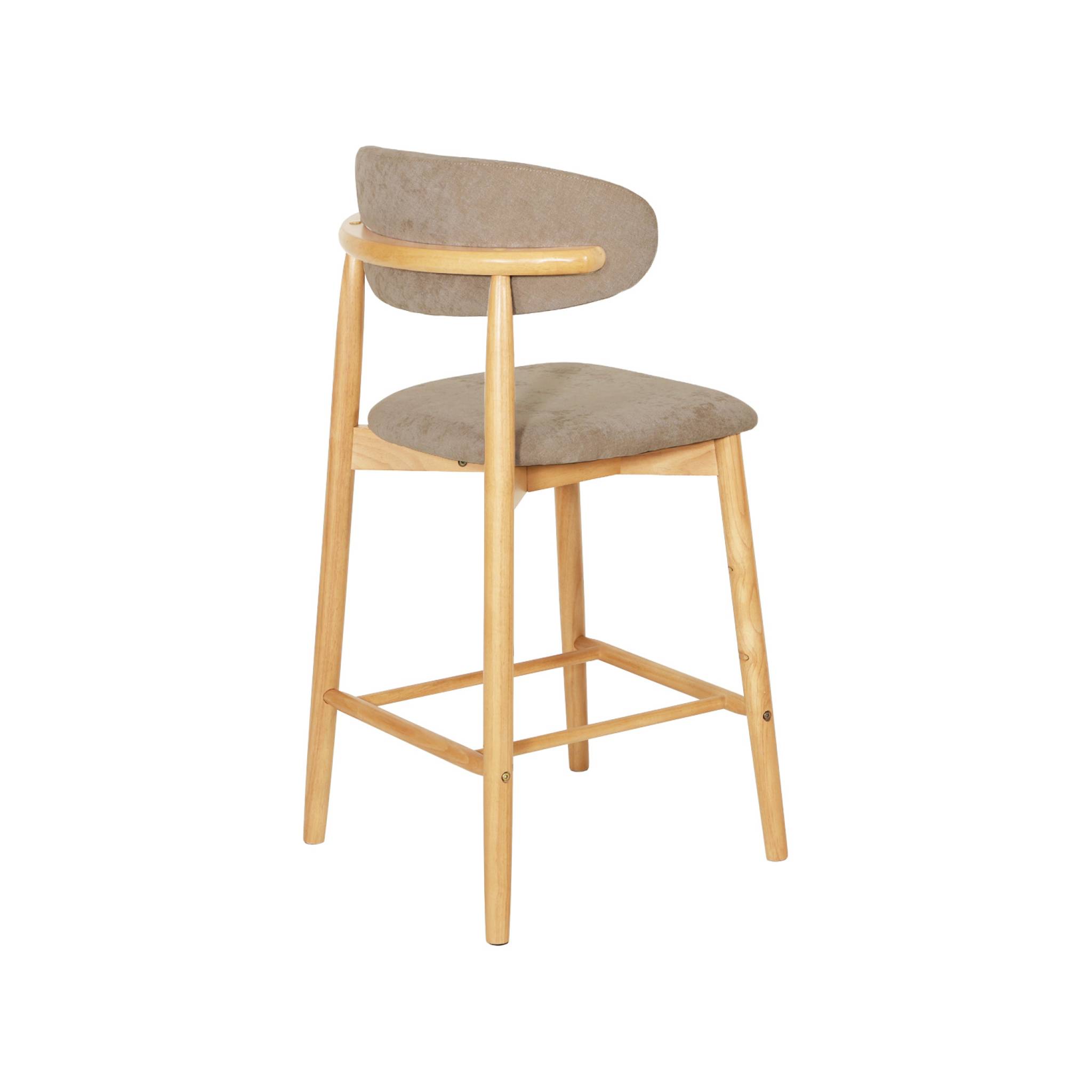 Tabouret de bar bois d'hévéa naturel et tissu chenille (lot de 2)  PAOLA